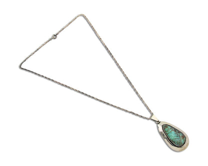 Navajo Necklace 925 Silver Natural Turquoise Artist Signed M Montoya C.80's