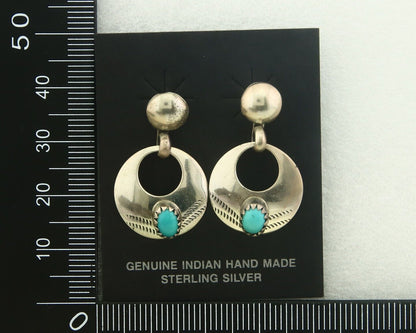 Navajo Earrings 925 Silver Natural Turquoise Native American Artist C80s