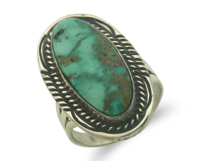 Navajo Ring 925 Sterling Turquoise Handmade Native Artist C.80's Size 7.25