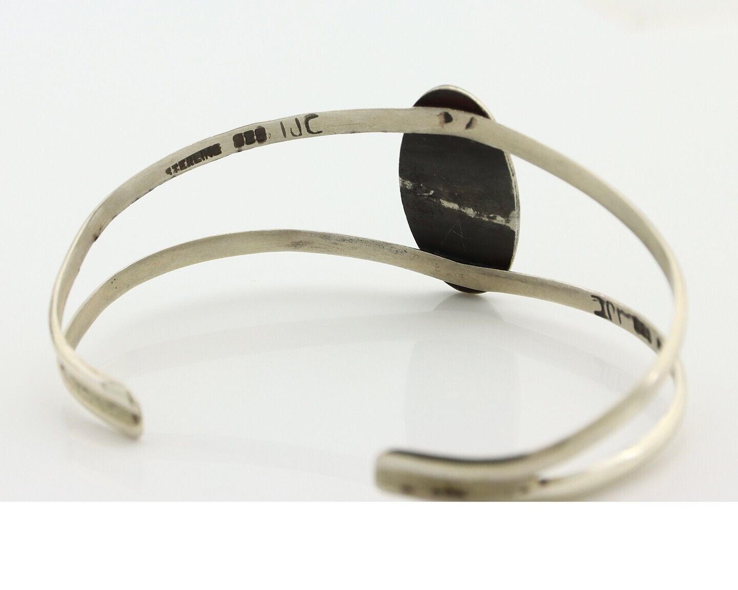 Navajo Bracelet 925 Silver Kingman Turquoise Artist Signed IJC C.80's