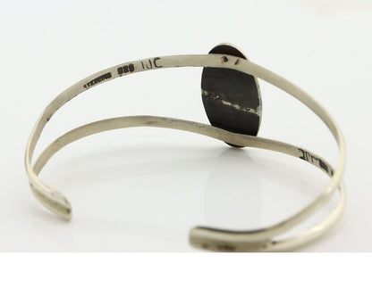 Navajo Bracelet 925 Silver Kingman Turquoise Artist Signed IJC C.80's