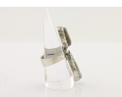 Navajo Ring 925 Silver Natural Green Turquoise Artist Signed M Guerro C.80's