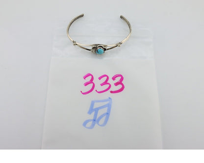 Navajo Bracelet 925 Silver Sleeping Beauty Turquoise Native American Artist C80s