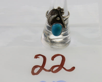 Navajo Handmade Ring 925 Silver Turquoise Signed BP C.80's