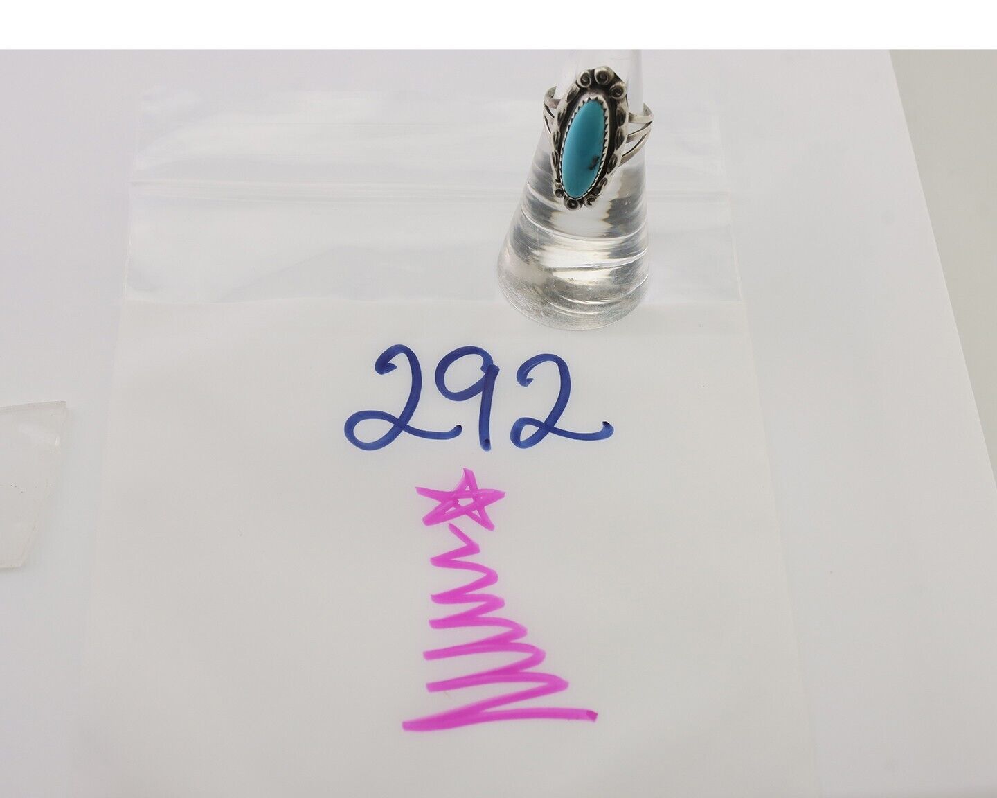 Navajo Ring 925 Silver Sleeping Beauty Turquoise Artist Signed SC C.80's