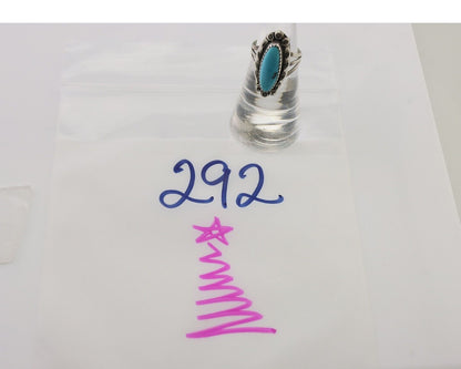 Navajo Ring 925 Silver Sleeping Beauty Turquoise Artist Signed SC C.80's