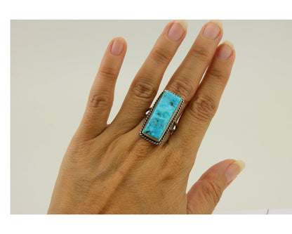 Navajo Ring 925 Sterling Silver Turquoise Artist Signed Manygoat C.80's