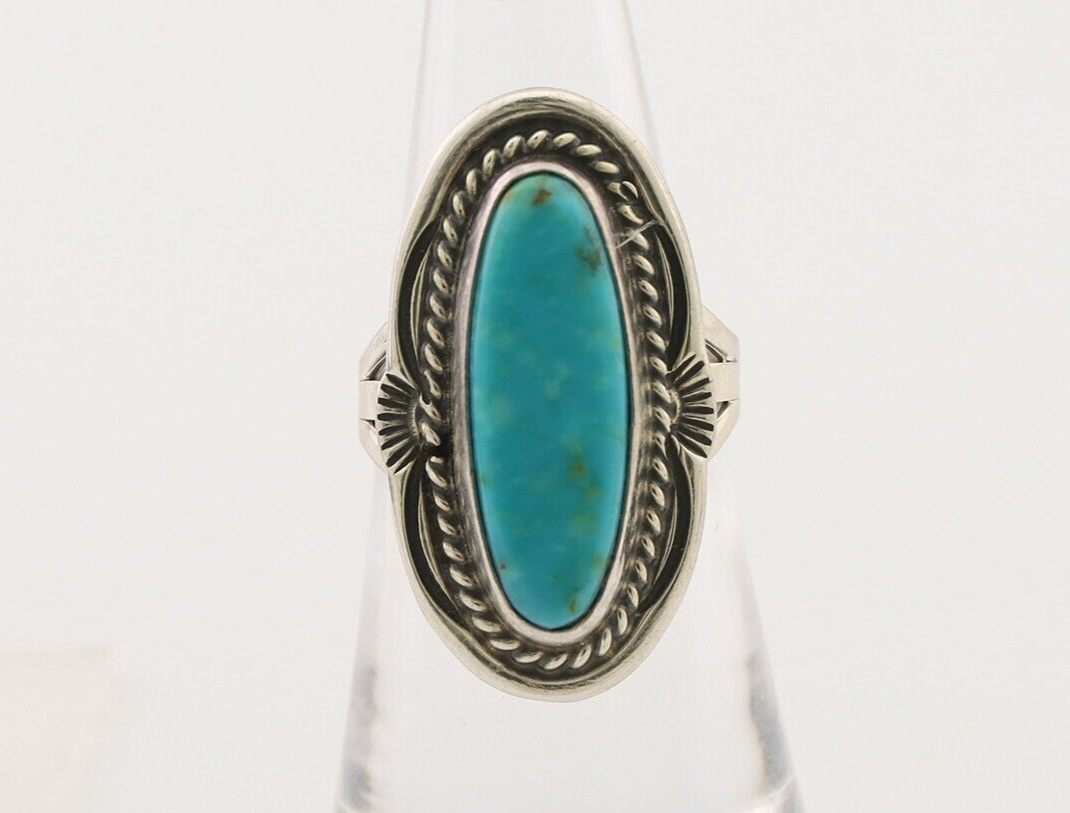Navajo Ring 925 Silver Blue Turquoise Native Artist Signed M Begay C.80's