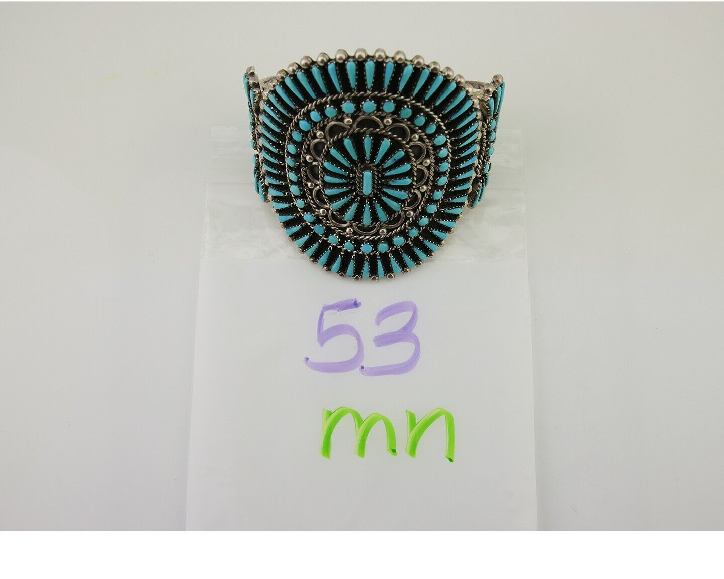 Men Navajo Bracelet 925 Silver Natural Blue Turquoise Signed Benson Yazzie C80s