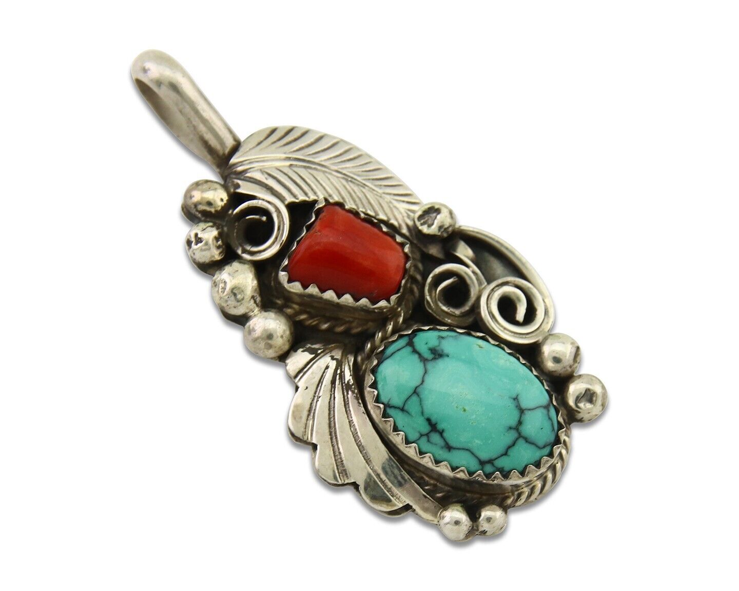 Navajo Necklace 925 Silver Spiderweb Turquoise Artist Signed Justin Morris C80s