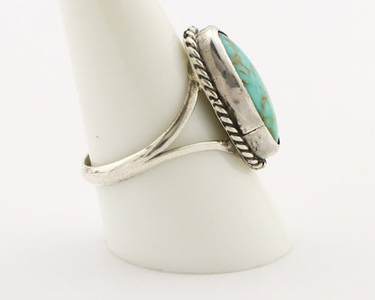 Navajo Ring 925 Silver Kingman Turquoise Artist Native American Signed C.80's