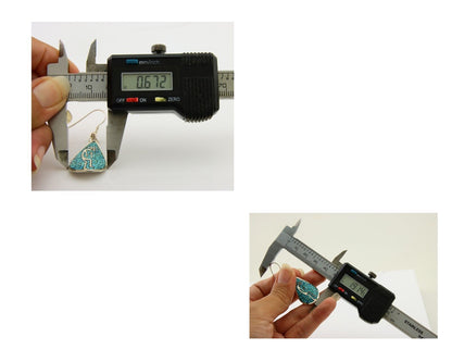 Navajo Kokopelli Earrings 999 Nickel Chip Inlay Turquoise Coral Native American