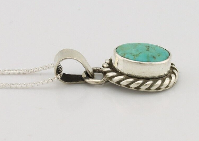 Navajo Necklace 925 Silver Natural Kingman Turquoise Native Artist C.2008