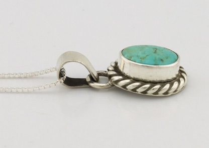 Navajo Necklace 925 Silver Natural Kingman Turquoise Native Artist C.2008