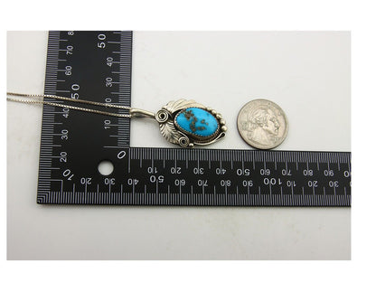 Navajo Necklace 925 Silver Natural Turquoise Artist Signed Justin Morris C.80's