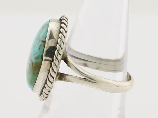 Navajo Ring 925 Silver Kingman Turquoise Native American Artist C.80's