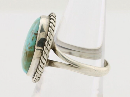Navajo Ring 925 Silver Kingman Turquoise Native American Artist C.80's
