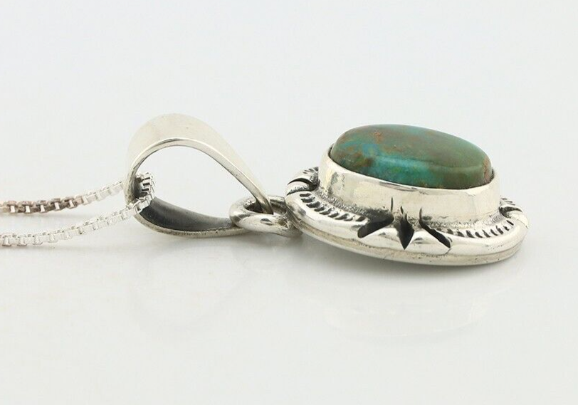Navajo Necklace 925 Silver Arizona Turquoise Handmade Signed Gecko C.90's