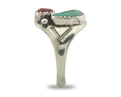 Vintage Navajo Ring 925 Sterling Silver Natural Gemstone Authentic Size 8.25