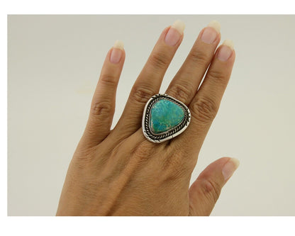 Navajo Ring 925 Silver Blue Turquoise Native American Artist C.80's