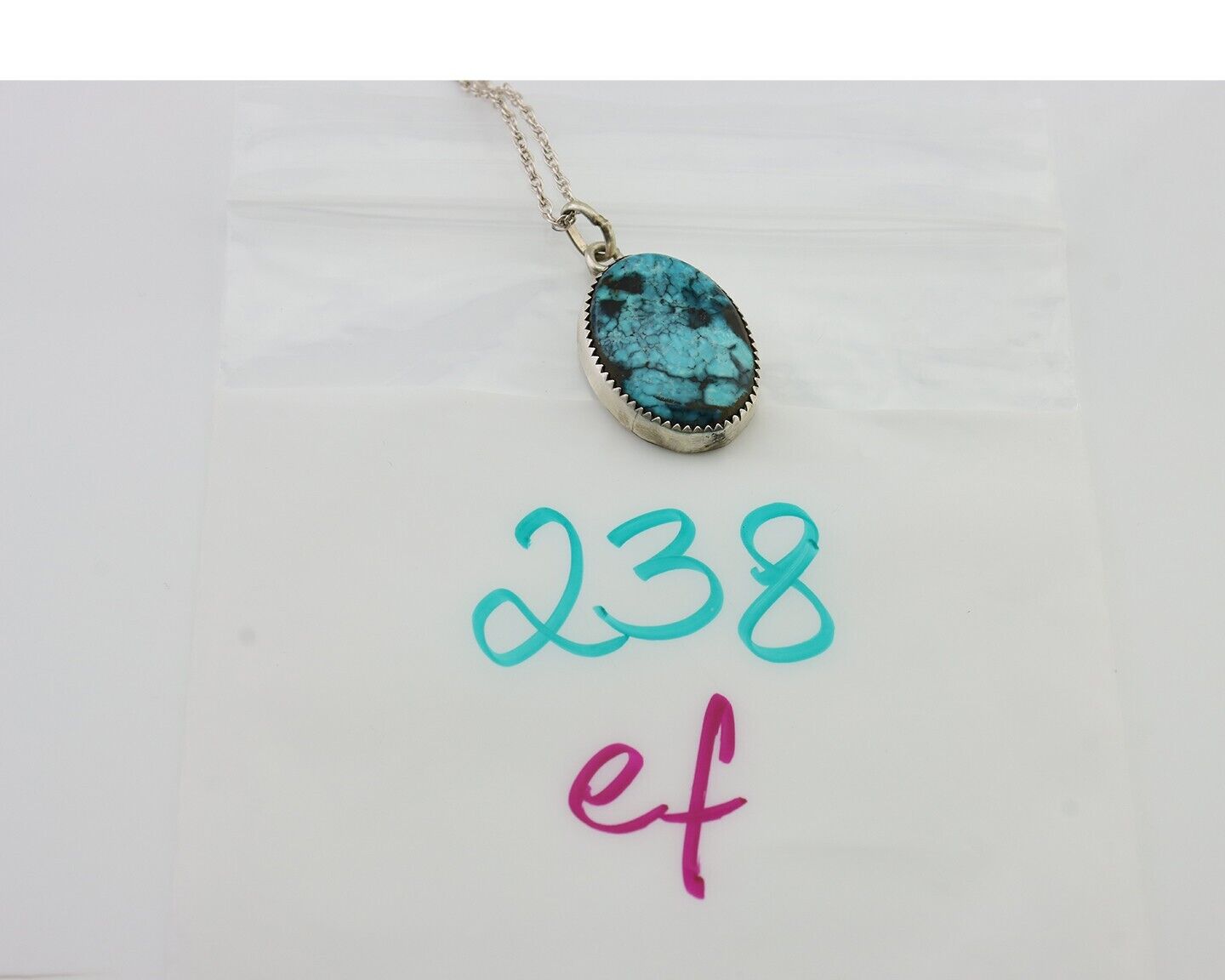 Navajo Turquoise Necklace 925 Silver Native American Artist C.80's