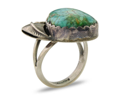 Navajo Ring 925 Sterling Blue Spiderweb Turquoise Native American Artist C.80's