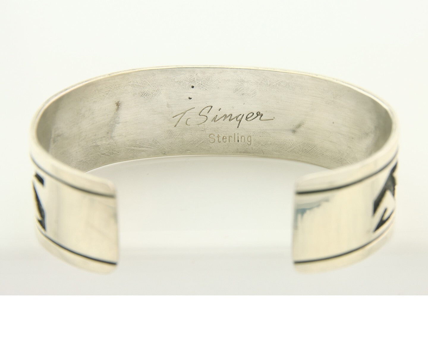 Navajo Bracelet 925 Silver Artist Signed Thomas Singer Cuff C.80's