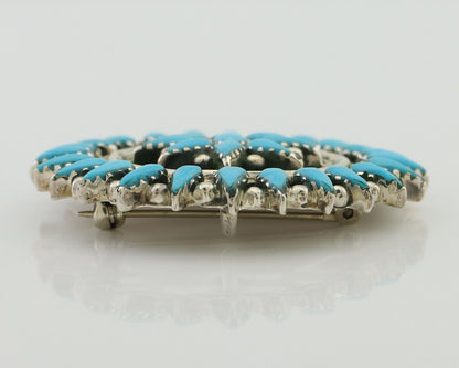 Navajo Pin Pendant 925 Silver Blue Turquoise Signed Benson Yazzie C.80's