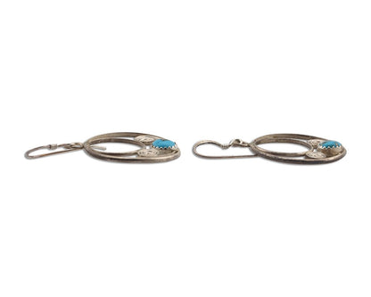 Navajo Dangle Handmade Earrings 925 Silver Blue Turquoise Native Artist C.80's