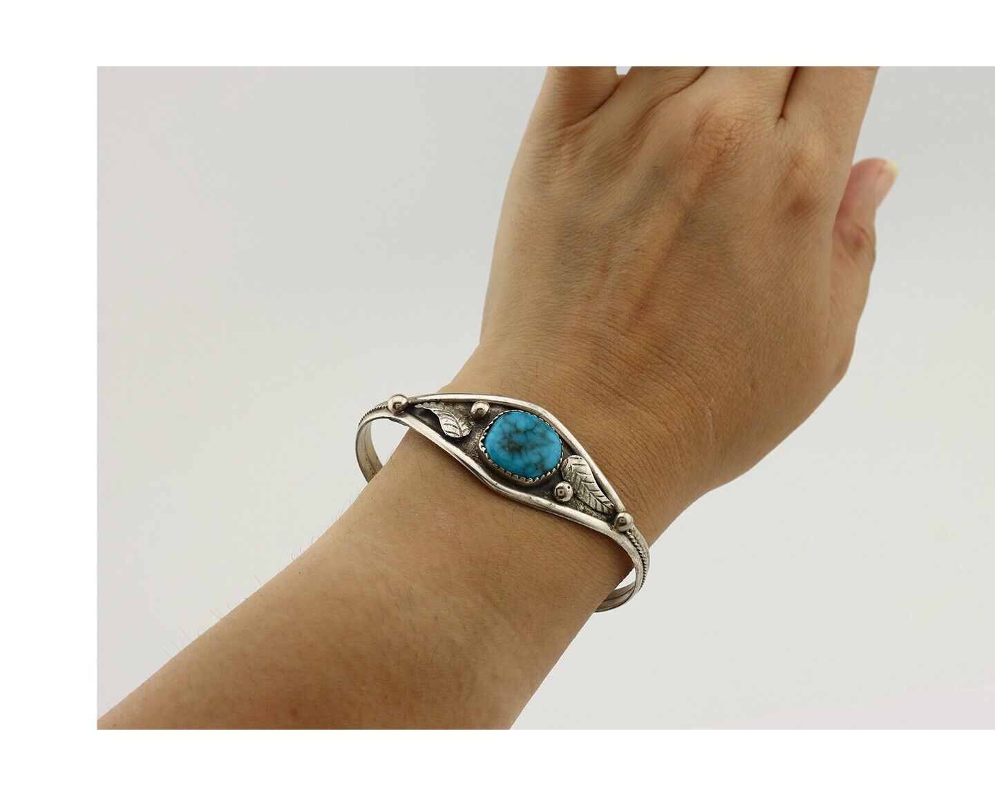 Navajo Bracelet 925 Silver Blue Spiderweb Turquoise Native American C.80's