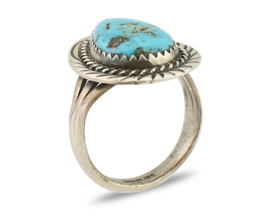 Navajo Handmade Ring 925 Silver Turquoise Native American Artist C.80's
