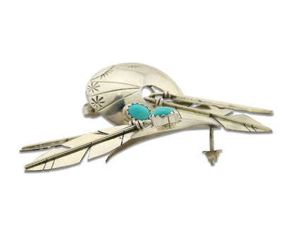 Navajo Earrings 925 Silver Handmade Natural Turquoise Signed JAC C.80s