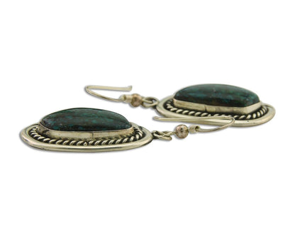 Navajo Earrings 925 Silver Natural Turquoise Artist Signed Sunwest C.80's