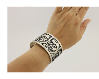 Navajo Kokopelli Bracelet 925 Silver Native American Artist Handmade C.80's