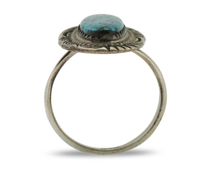 Navajo Ring 925 Silver Natural Spiderweb Turquoise Native American Artist C.80's