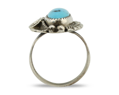 Navajo Ring 925 Silver Sleeping Beauty Turquoise Signed SC C.80's