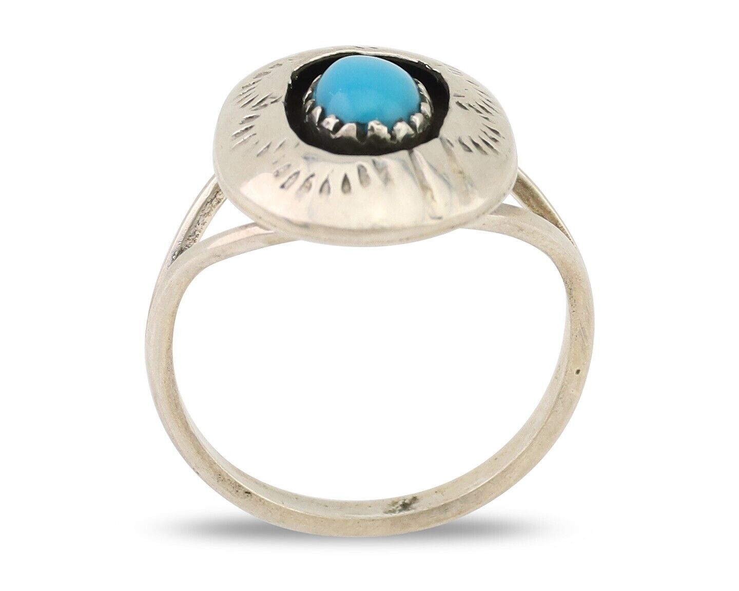 Navajo Handmade Ring 925 Silver Blue Turquoise Artist Signed MN C.80's