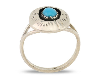 Navajo Handmade Ring 925 Silver Blue Turquoise Artist Signed MN C.80's