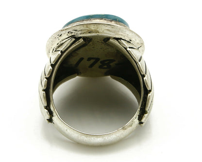 Navajo Ring .925 SOLID Silver Blue Gem Turquoise Signed Doug Zachary C.80's