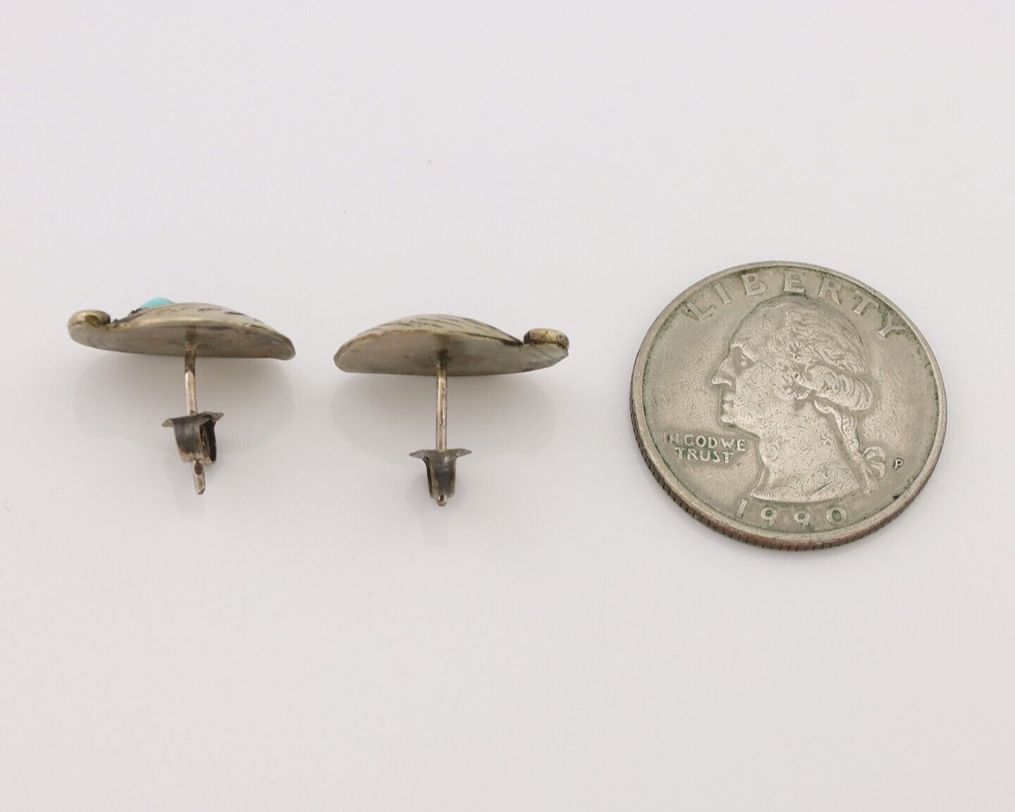 Navajo Earrings 925 Silver Natural Turquoise Native American Artist C.80's