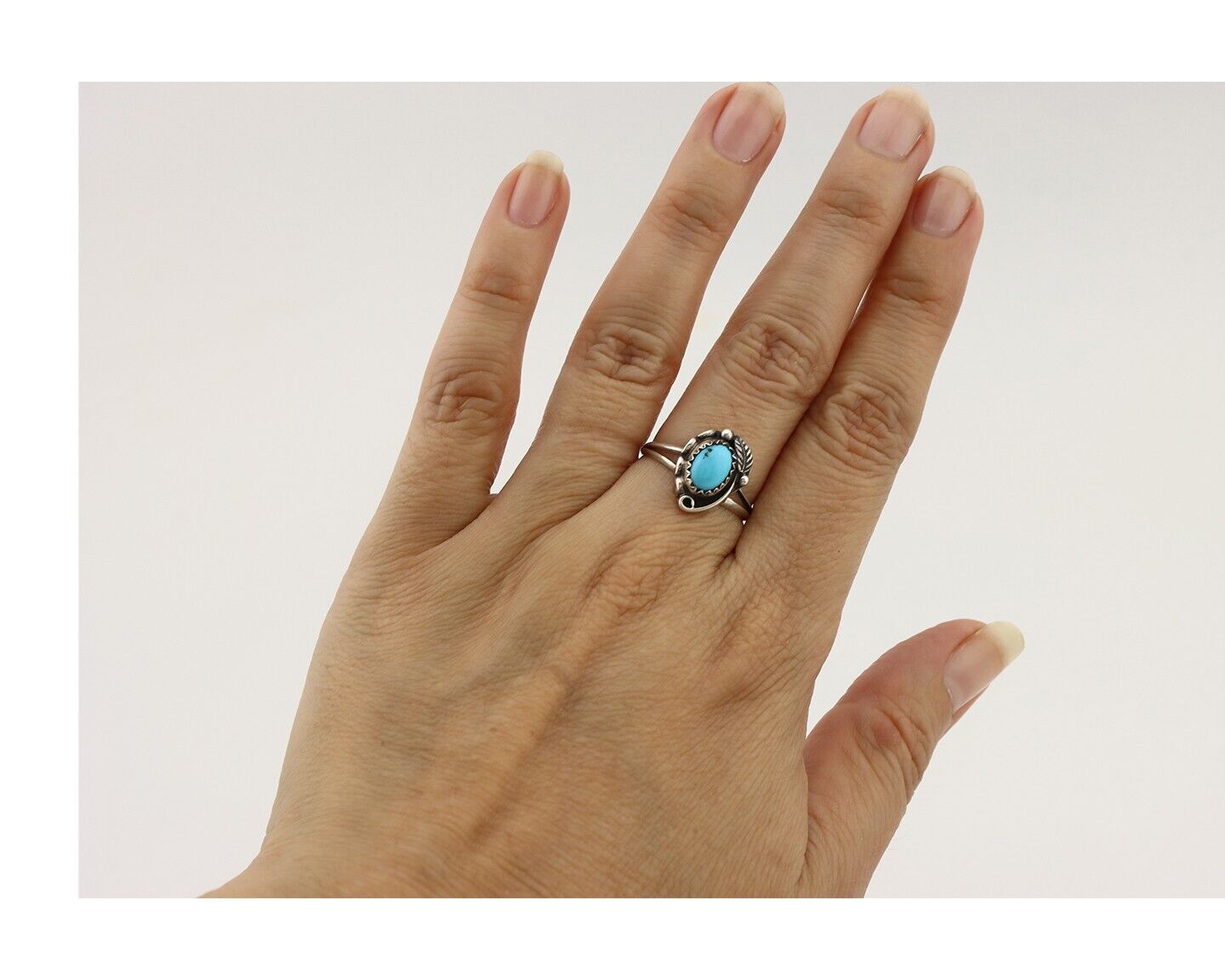Navajo Ring 925 Silver Turquoise Artist Signed SkyStone Creations C.80's