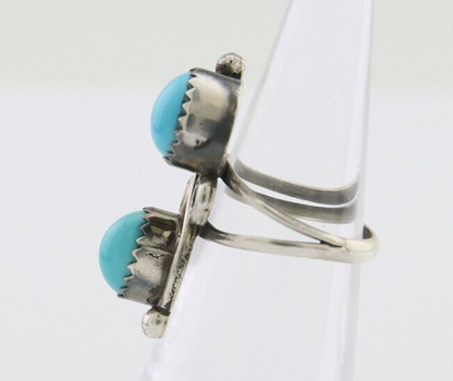 Navajo Ring 925 Silver Kingman Turquoise Native American Artist C.80's