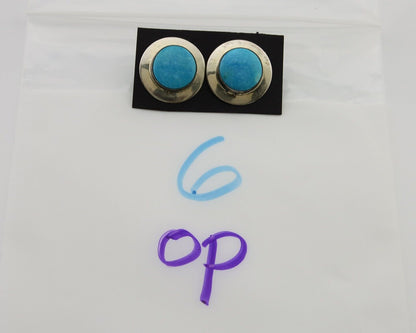 Navajo Earrings 925 Silver Blue Turquoise Native American Artist C.80's