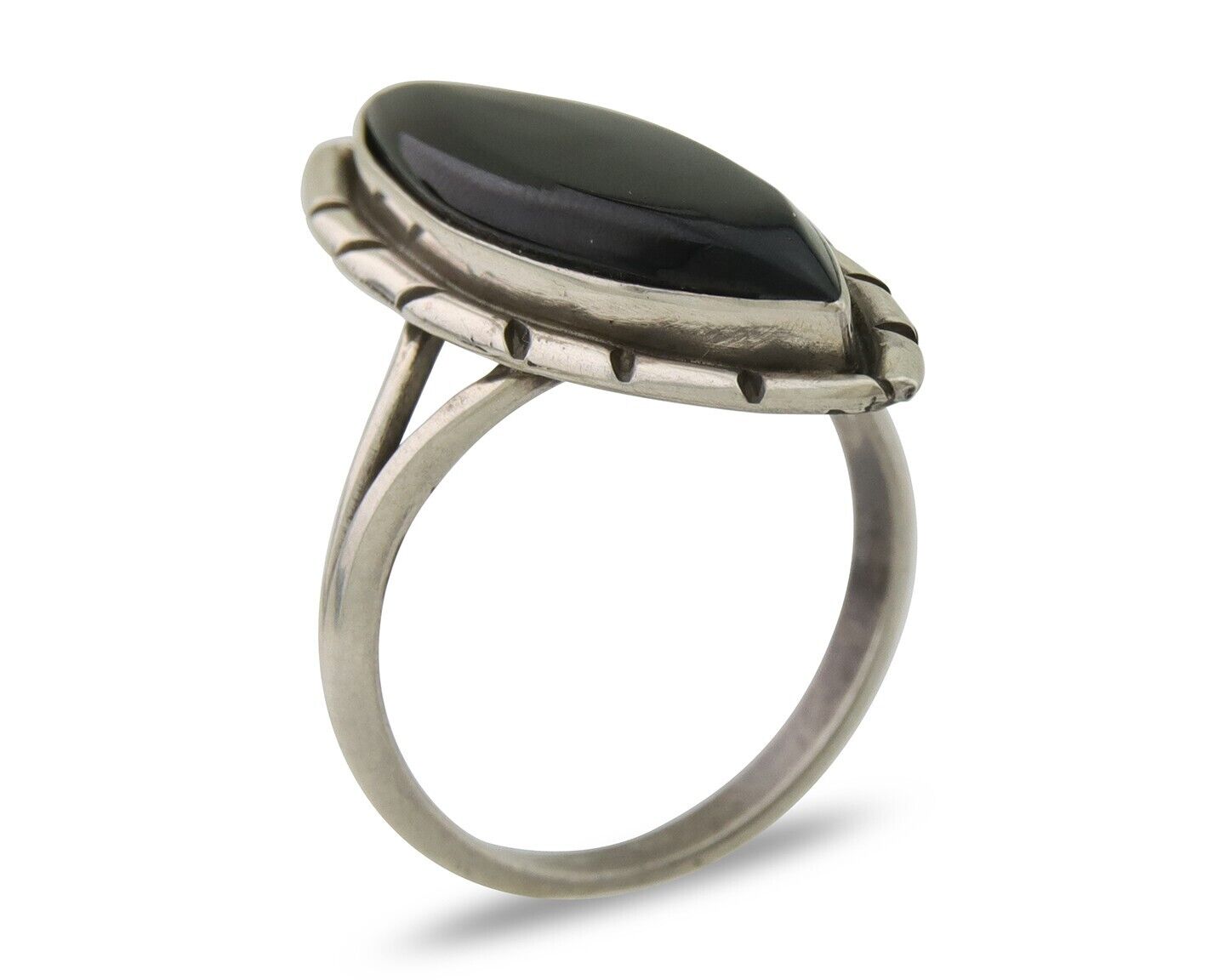 Navajo Handmade Ring 925 Silver Black Onyx Artist Signed M #10 C.80's