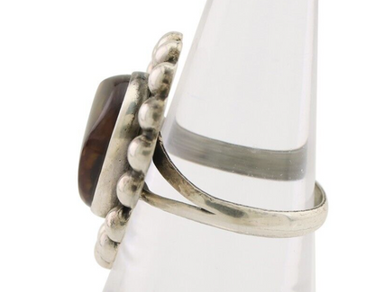 Navajo Handmade Ring 925 Silver Natural Fire Opal Native Artist Size 6.75 C.80's