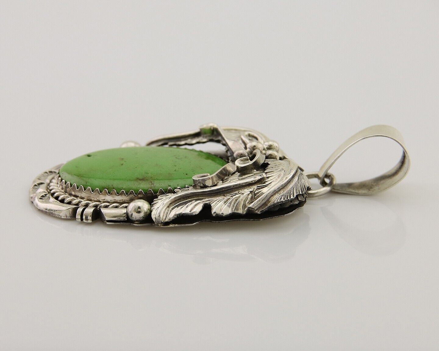 Navajo Pendant 925 Silver Natural Mojave Turquoise Signed E Kee C.80's