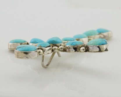 Navajo Cross Handmade Pendant 925 Silver Turquoise Artist Signed Russel Sam C80s