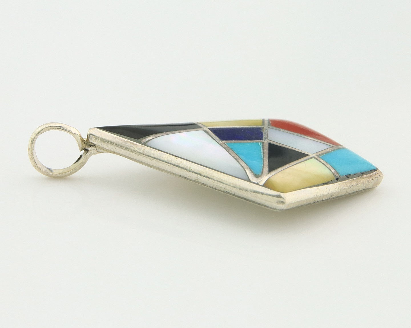 Zuni Cross Pendant Sterling Natural Gemstone Authentic Traditional Signed MLK