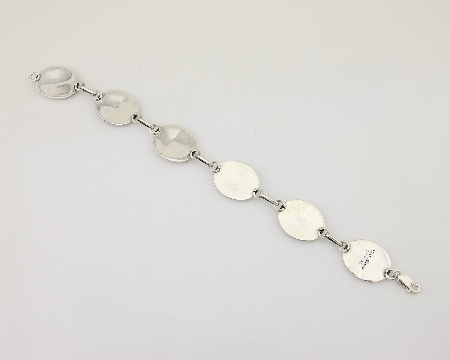 Navajo Hamdmade Concho Bracelet 925 Silver Native Artist Signed Edith James C80s