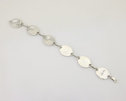 Navajo Hamdmade Concho Bracelet 925 Silver Native Artist Signed Edith James C80s
